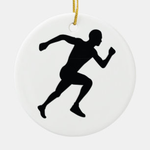 Ornement En Céramique Coureur noir Silhouette ombre