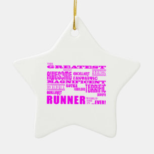 Ornement En Céramique Coureurs de filles : Plus grand coureur rose