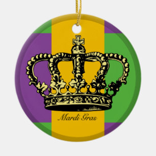 Ornement En Céramique Couronne de drapeau de mardi gras