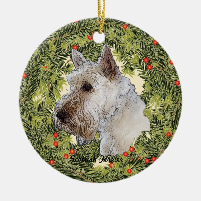 Ornement En Céramique Couronne écossaise Terrier (Devant)