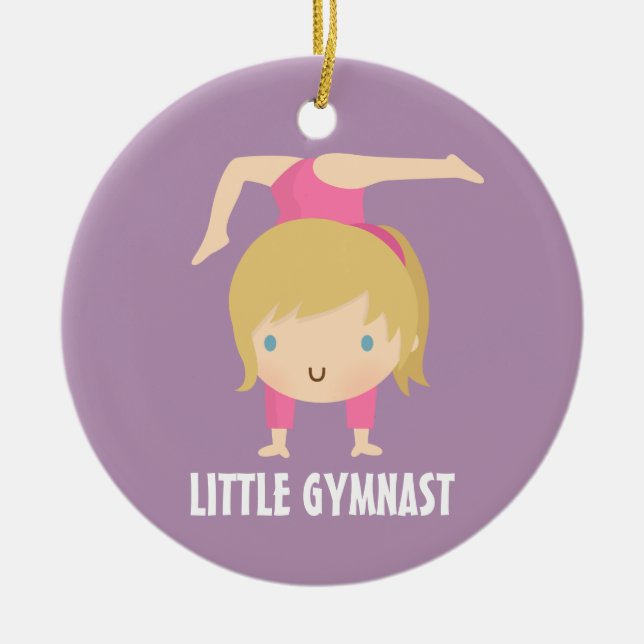 Ornement En Céramique Coutume blonde de gymnastique de fille de petit (Devant)