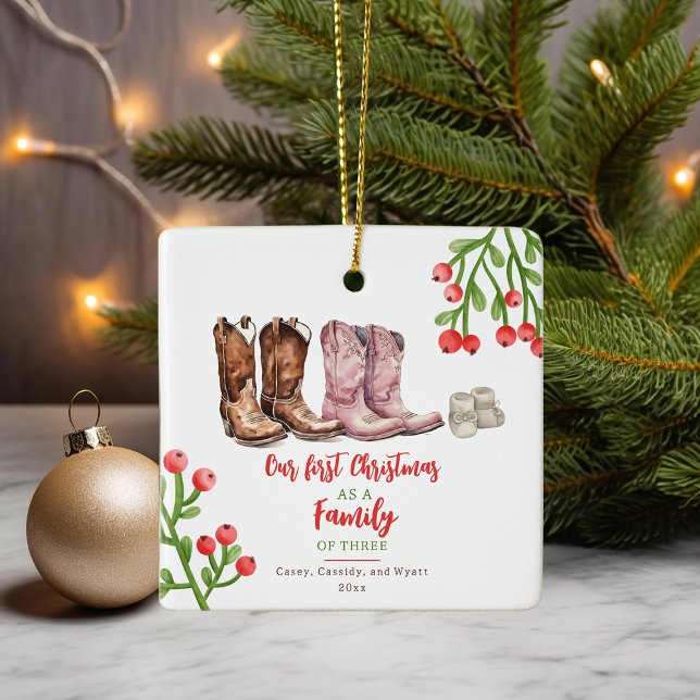 Ornement En Céramique Cowboy Boots Baby's First Christmas (Créateur téléchargé)
