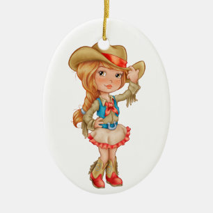 Ornement En Céramique Cowgirl