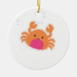 Ornement En Céramique Crabe caricaturale orange