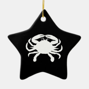Ornement En Céramique Crabe noir et blanc
