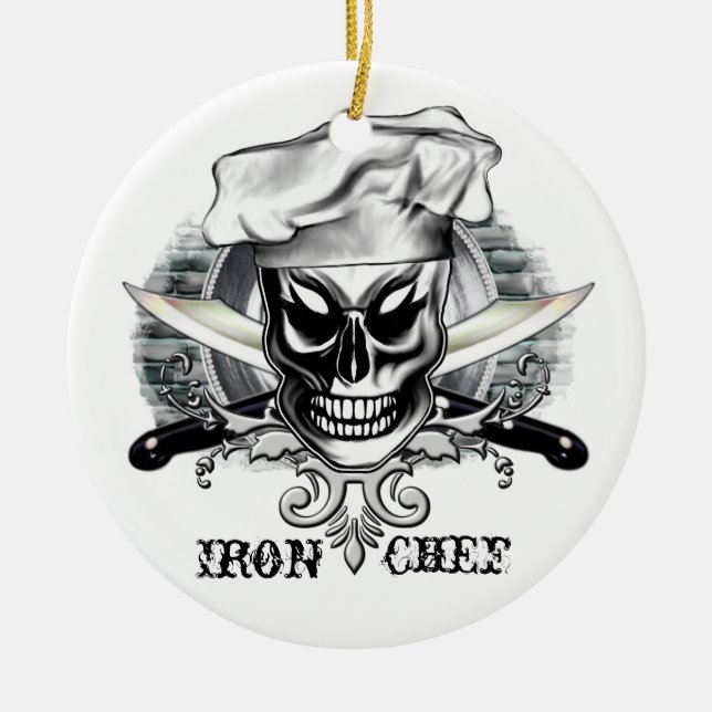 Ornement En Céramique Crâne 4 de chef : Chef de fer (Devant)