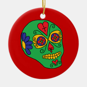 Ornement En Céramique Crâne à sucre Xmas Lucha Libre