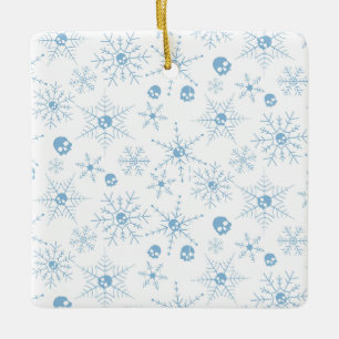 Ornement En Céramique Crâne effrayant Creepmas Noël Snowflakes blanc
