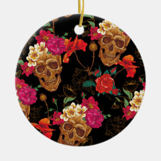 Ornement En Céramique crâne floral