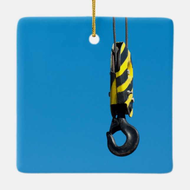Ornement En Céramique Crane hook with yellow and black stripes hang (Dos)