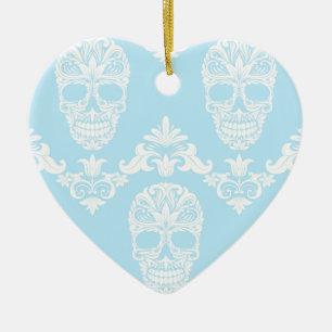 Ornement En Céramique crâne victorien bleu