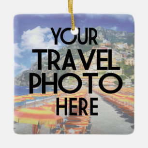 Ornement En Céramique Create Your Own Two Photo Vacation Travel