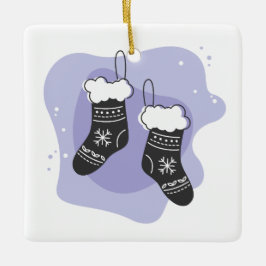 Ornement En Céramique Créez vos propres bas violets Noël