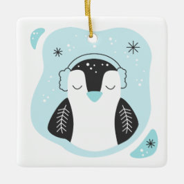 Ornement En Céramique Créez votre propre petit pingouin bleu Noël