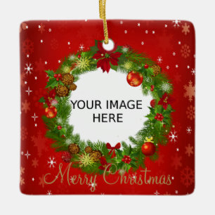 Ornement En Céramique Créez votre propre photo de Noël personnalisée