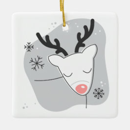 Ornement En Céramique Créez votre propre Reindeer Retro Silver Christmas