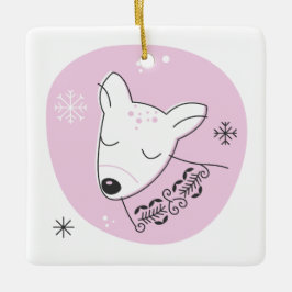Ornement En Céramique Créez votre propre Reinder rétro Pink Noël