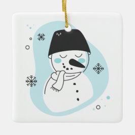 Ornement En Céramique Créez votre propre rétro Snowman Bleu Noël