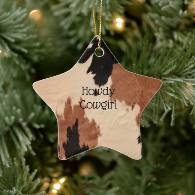 Ornement En Céramique Crème Brown de cowhide (Arbre)