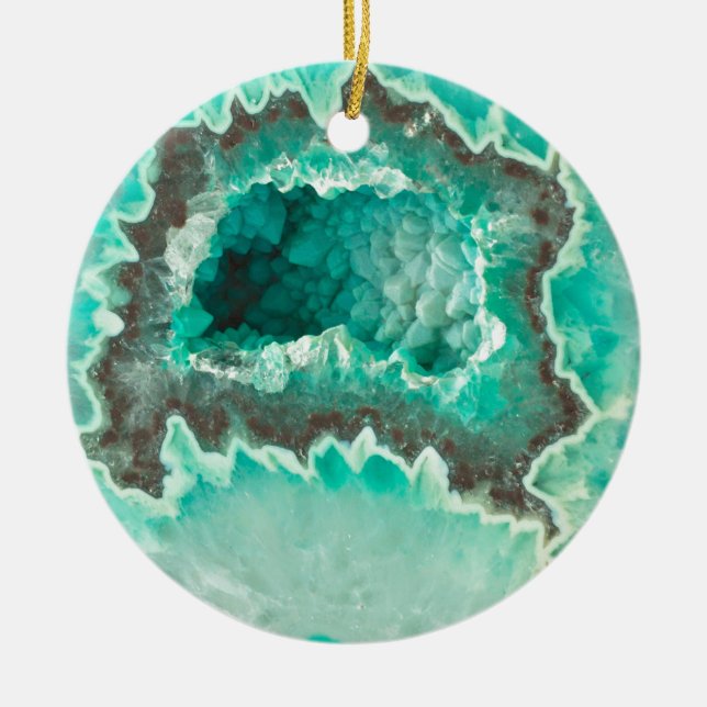 Ornement En Céramique Cristaux de menthe de Geode (Devant)