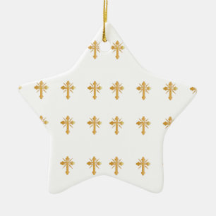 Ornement En Céramique Croix chrétienne d'or