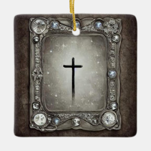 Ornement En Céramique Croix de cadre de bijoux