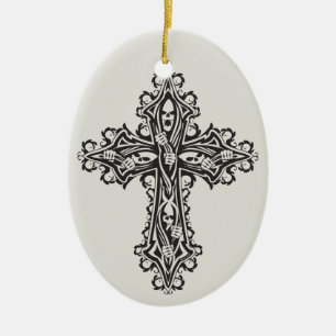 Ornement En Céramique Croix du crâne gothique