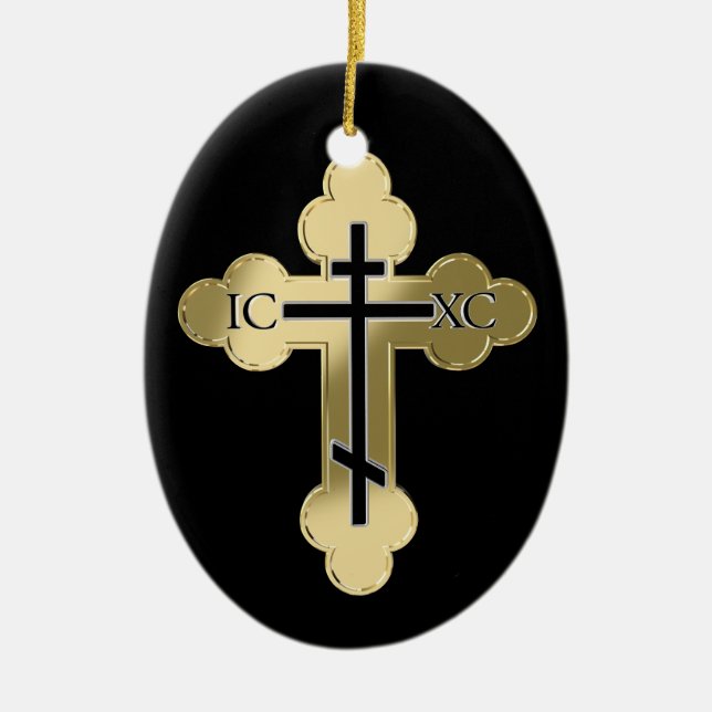 Ornement En Céramique Croix orthodoxe chrétienne (Devant)