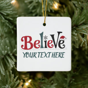 Ornement En Céramique Croyez Noël personnalisé Famille fête