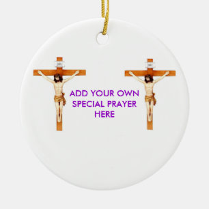 ORNEMENT EN CÉRAMIQUE CRUCIFIX, CRUCIFIX, AJOUTEZ VOTRE PROPRE PRIÈRE SP