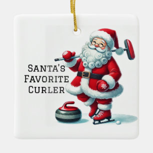 Ornement En Céramique Curling Père Noël personnalisé