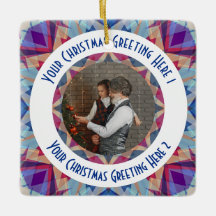 Custom Christmas Star Jolly Blue Photo Grey
