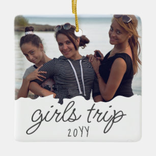 Ornement En Céramique Custom Girls Trip   Girls weekend Getaway Souvenir
