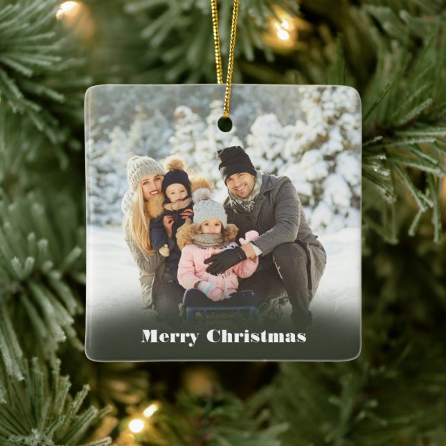 Ornement En Céramique Custom Message Photo de Christmas (Arbre)