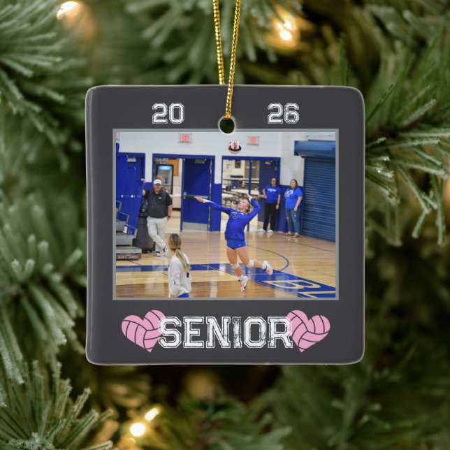 Ornement En Céramique Custom Photo Senior Year Volleyball (Arbre)