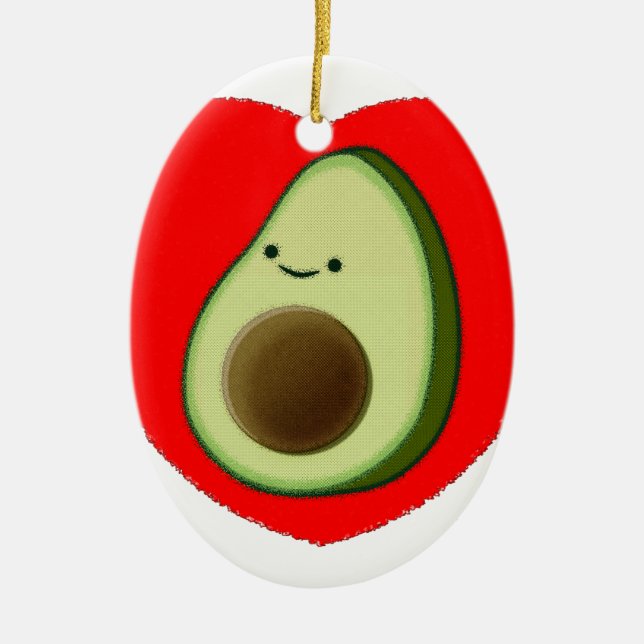 Ornement En Céramique Cute Avocado Dans Le Coeur Rouge (Devant)