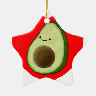 Ornement En Céramique Cute Avocado Dans Le Coeur Rouge