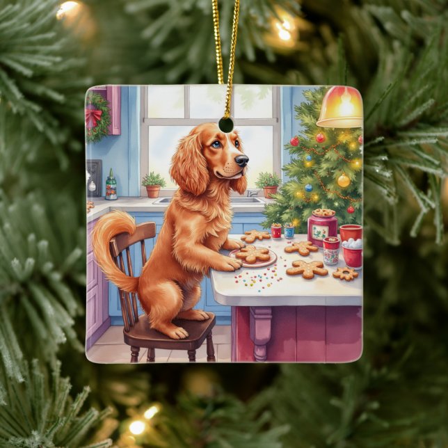 Ornement En Céramique Cute Cocker Spaniel Gingerbread Baking Christmas (Arbre)