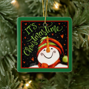 Ornement En Céramique Cute Festive Noël Snowman