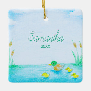 Ornement En Céramique Cute Mallard Duck Personnalisé