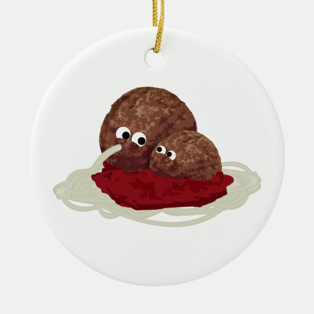 Ornement En Céramique Cute Meatball Manger Spaghetti (Devant)