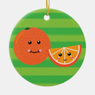 Ornement En Céramique Cute Orange