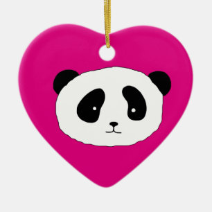 Ornement En Céramique Cute Panda Face motif rose