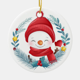 Ornement en céramique Cute Snowman