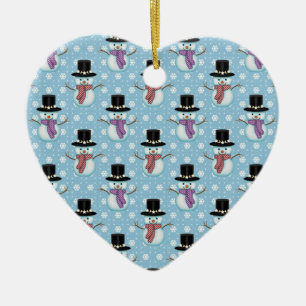 Ornement En Céramique Cute Snowman et Snowflakes Motif