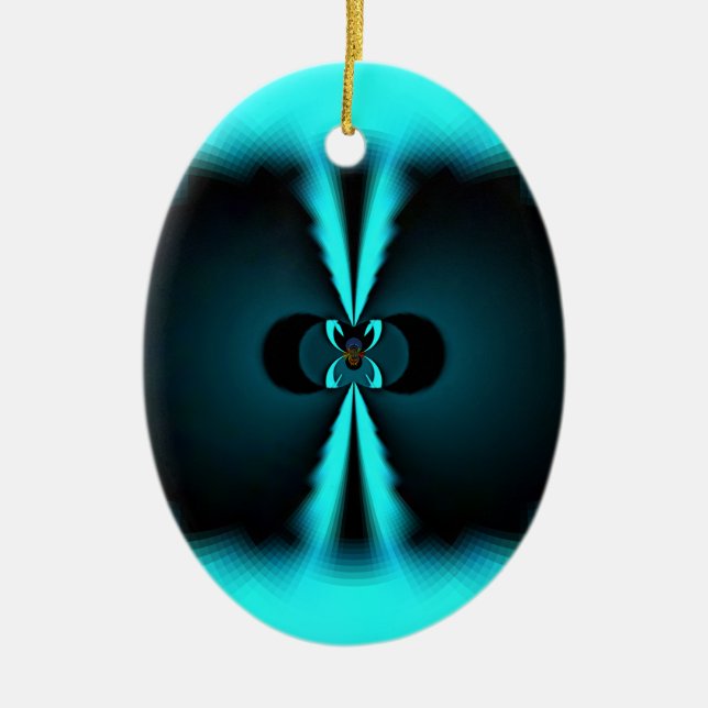 Ornement En Céramique Cyan et Black Abstrait Art Print (Devant)