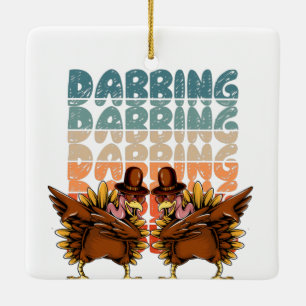 Ornement En Céramique Dabbing Chickens   Dab drôle et Cool