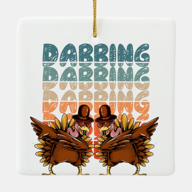 Ornement En Céramique Dabbing Chickens | Dab drôle et Cool (Dos)
