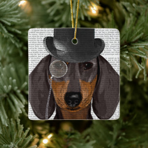 Ornement En Céramique Dachshund, Hound et Casquette