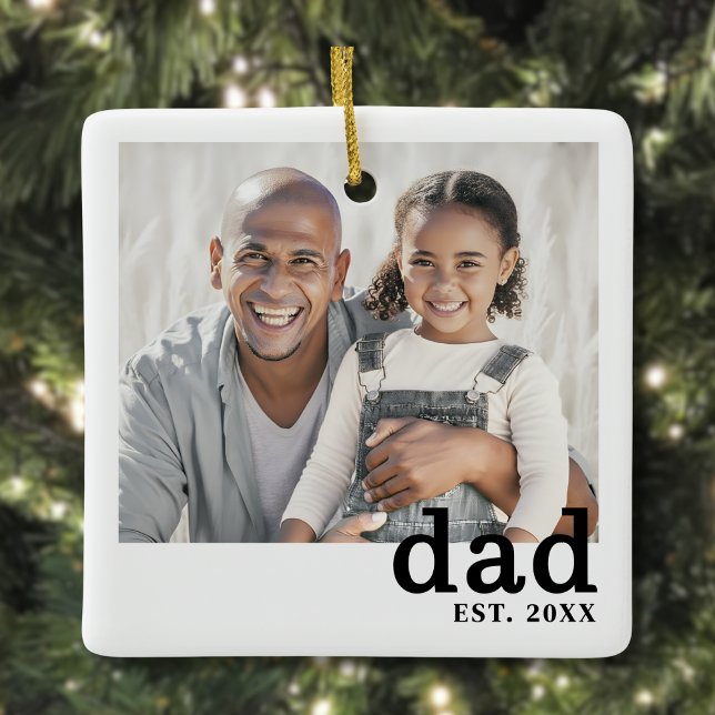 Ornement En Céramique Dad Personalized Photo Christmas (Dad Established Personalized Photo Christmas Ceramic Ornament)